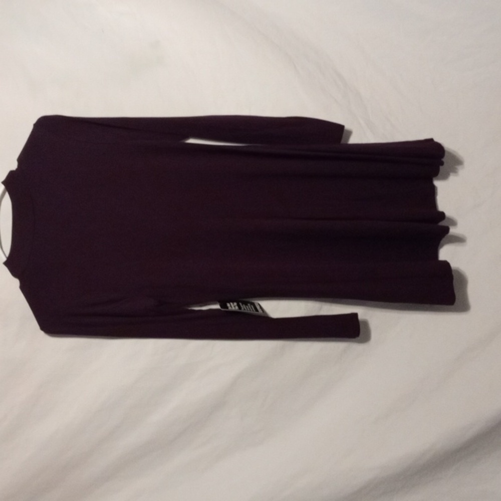 NWT Express Plum Choker V-Neck Long Sleeve Mini Swing Dress S - Picture 6 of 7